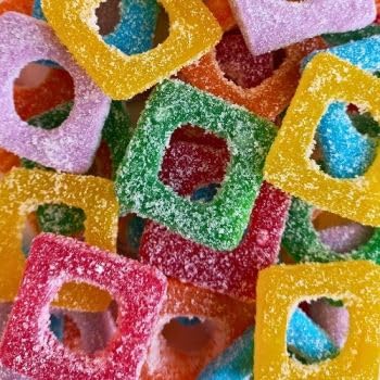 Rainbow Sour Square Gummies, Multicolour, Sugar Coated, Assorted Fruit Flavours, 1kg