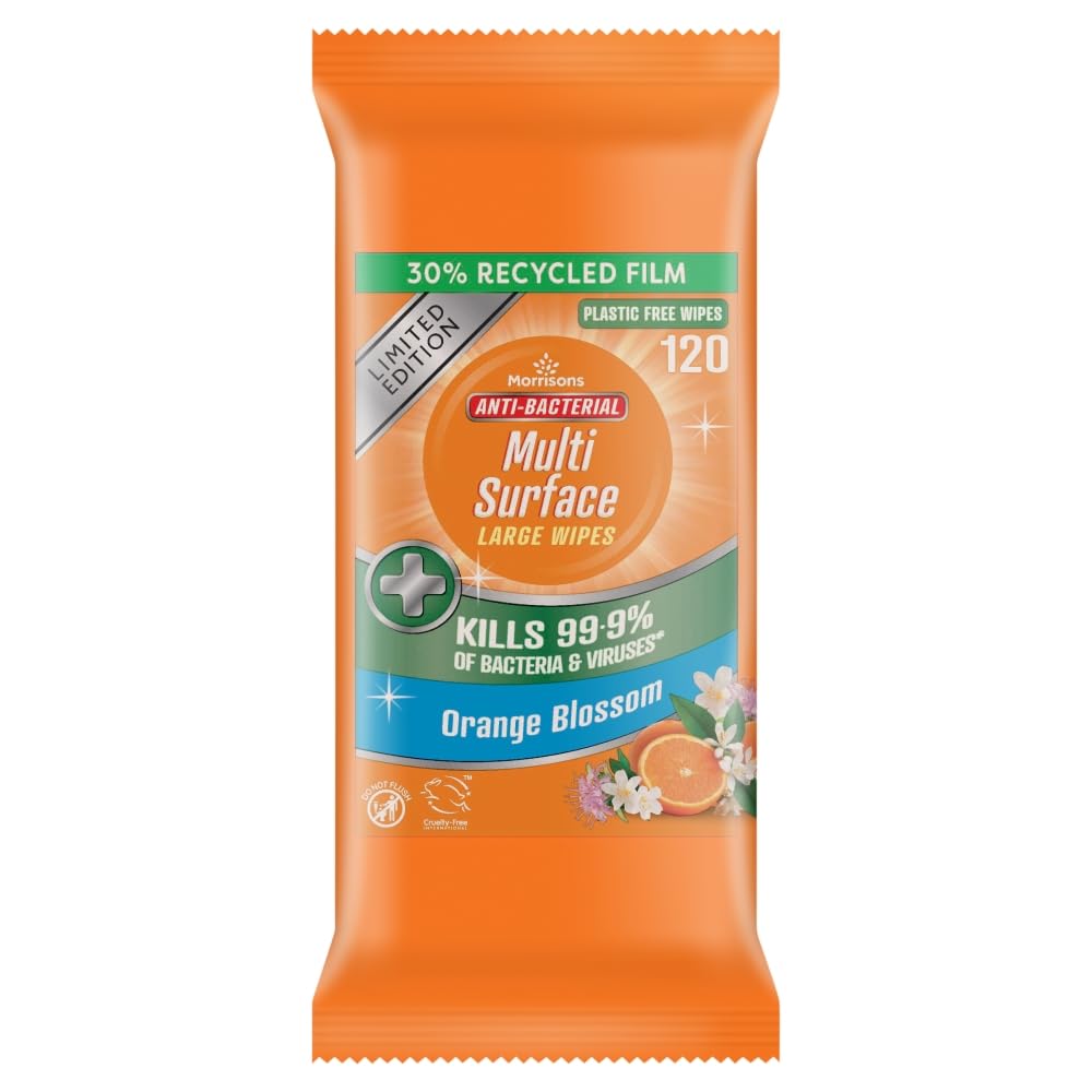 Morrisons Limited Edition Orange Antibacterial Wipes 120pk