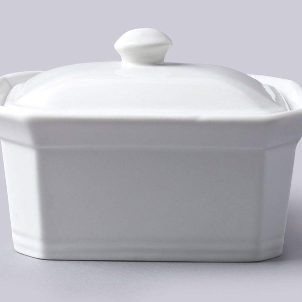 Butter Terrine Dish with Lid White Ceramic