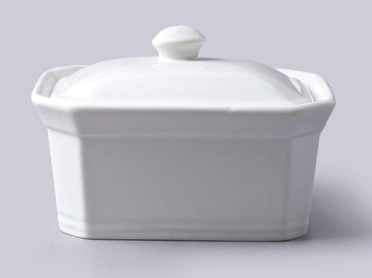 Butter Terrine Dish with Lid White Ceramic