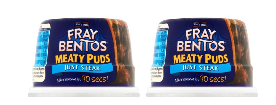 Fray Bentos Meaty Puds Just Steak, Microwave in 90 Secs, Pack of 2