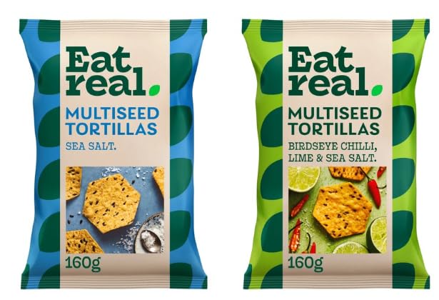 Eat real Multiseed Tortillas, Sea Salt & Birdseye Chilli, Lime and Sea Salt Flavours, 160g