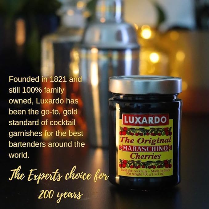 Luxardo Maraschino Cherries 400g (14.1 oz) | Candied Marasca Cherries soaked in Luxardo marasca cherry syrup | The ultimate cocktail cherry, used in the worlds best bars