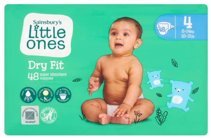 Sainsbury's Little Ones Dry Fit Size 4 Maxi 48 Nappies - (Pack of 6)