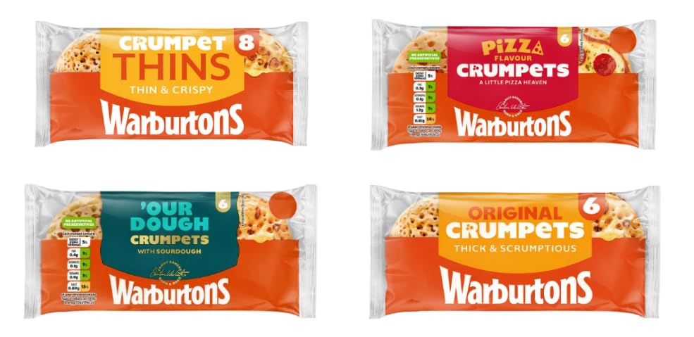 Warburtons Crumpets Variety Pack, Original, Pizza Flavour, Sourdough, Thins, Thick & Crispy