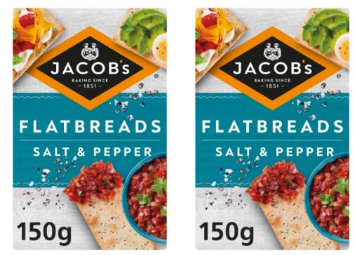 Jacob's Flatbreads Salt & Pepper, Crispy Baked Snack Crackers