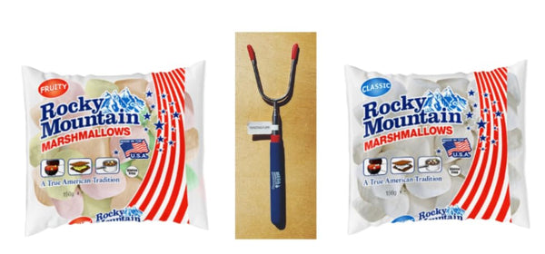Rocky Mountain Marshmallows Fruity and Classic Variety Pack with Toasting Fork, Gluten Free.