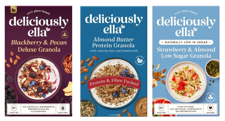 Deliciously ella Granola Variety, Plant-Based, Gluten Free, Blackberry & Pecan, Almond Butter Protein, Strawberry & Almond