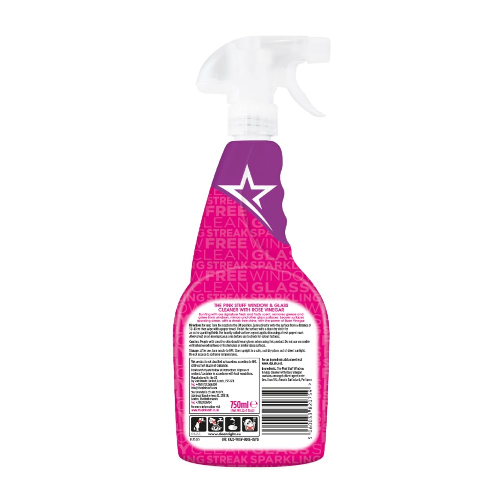 The Pink Stuff The Miracle Window & Glass Cleaner with Rose Vinegar 850ml