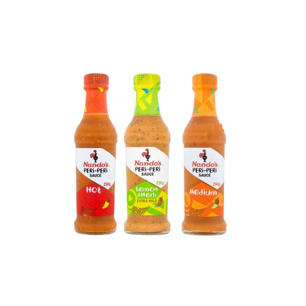 Nando's Peri-Peri Sauce Selection Medium, Lemon & Herb, Hot 125g each