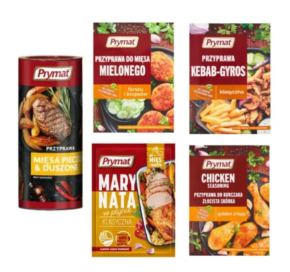 Prymat Seasoning Variety Pack, Meat, Kebab-Gyros, Chicken, Marinade.