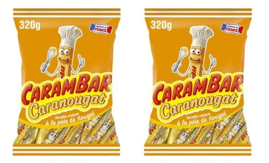 CaramBar Caranougat Nougat Candy, 320g, Made in France, Pack of 2