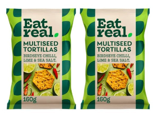 Eat real Multiseed Tortillas with Birdseye Chilli, Lime & Sea Salt, 160g, Pack of 2