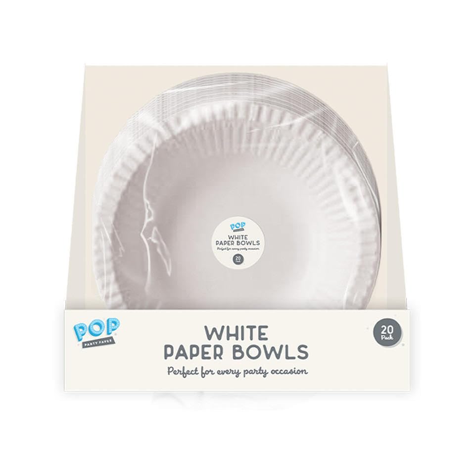 Disposable White Paper Bowls 20pk