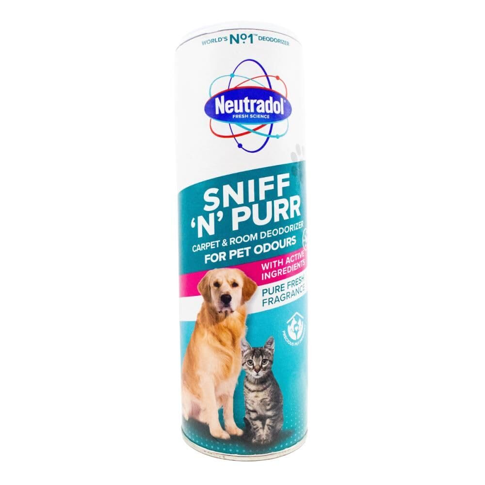 Neutradol Sniff n Purr Pet Deodoriser, Odour Neutraliser for Pet Areas, Carpet & Room Deodoriser for Pet Odours, Pure Fresh, 525g