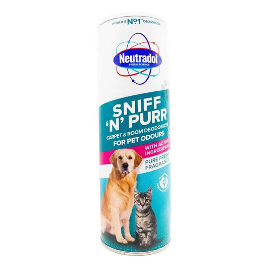 Neutradol Sniff n Purr Pet Deodoriser, Odour Neutraliser for Pet Areas, Carpet & Room Deodoriser for Pet Odours, Pure Fresh, 525g