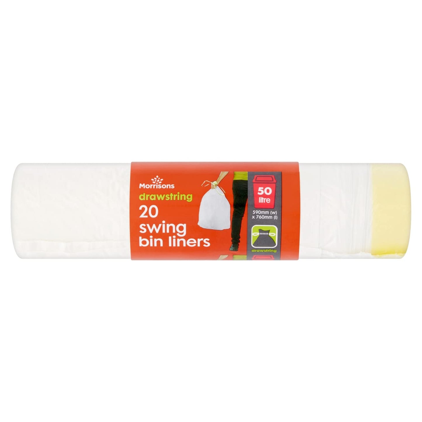 Morrisons Drawstring Swing Bin 20 Liners, 50L, White