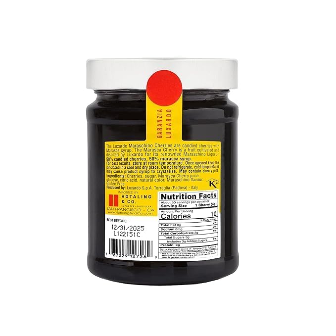 Luxardo Maraschino Cherries 400g (14.1 oz) | Candied Marasca Cherries soaked in Luxardo marasca cherry syrup | The ultimate cocktail cherry, used in the worlds best bars