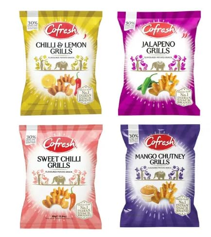 Cofresh Grills Flavoured Potato Snack, Chilli & Lemon, Jalapeno, Sweet Chilli, Mango Chutney, 30% Less Fat