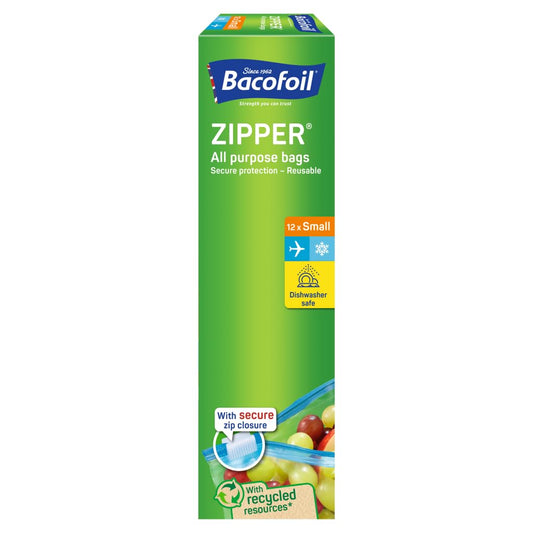 Bacofoil Zipper All Purpose Bags 12 x Small 20 x 15cm