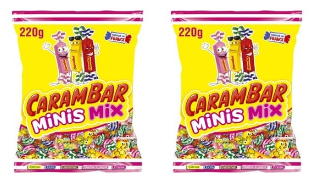 CaramBar Minis Mix Assorted Sweets, Lemon, Cola, Caramel, Candy Floss & Strawberry Flavours - Pack of 2