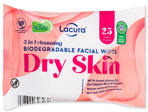 Lacura Dry Skin Facial Wipes 25 sheets