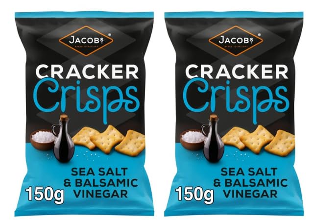 Jacob's Cracker Crisps, Sea Salt & Balsamic Vinegar Flavour, 150g, Pack of 2