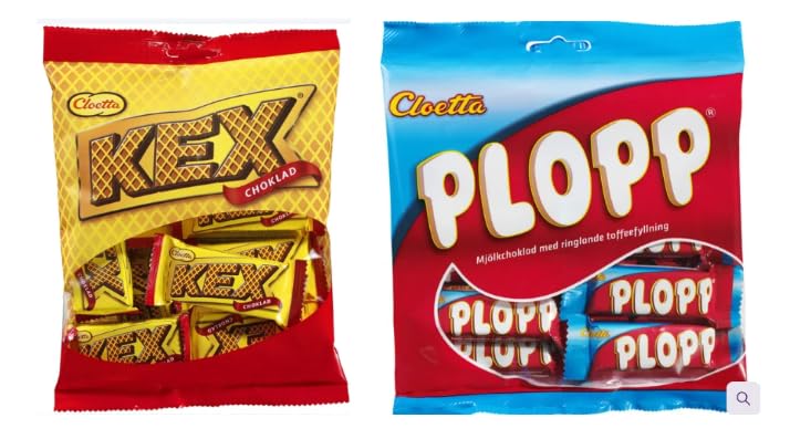 Cloetta KEX Choklad and PLOPP Milk Chocolate with Toffee Filling, Candy Variety Pack