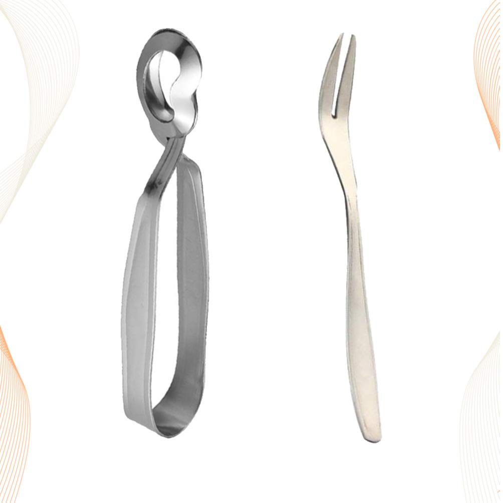UPKOCH Escargot Dining Set Stainless Steel Escargot Tongs with Snail Fork Clip Shell Utensils Tableware for Home Restaurant 1 Set