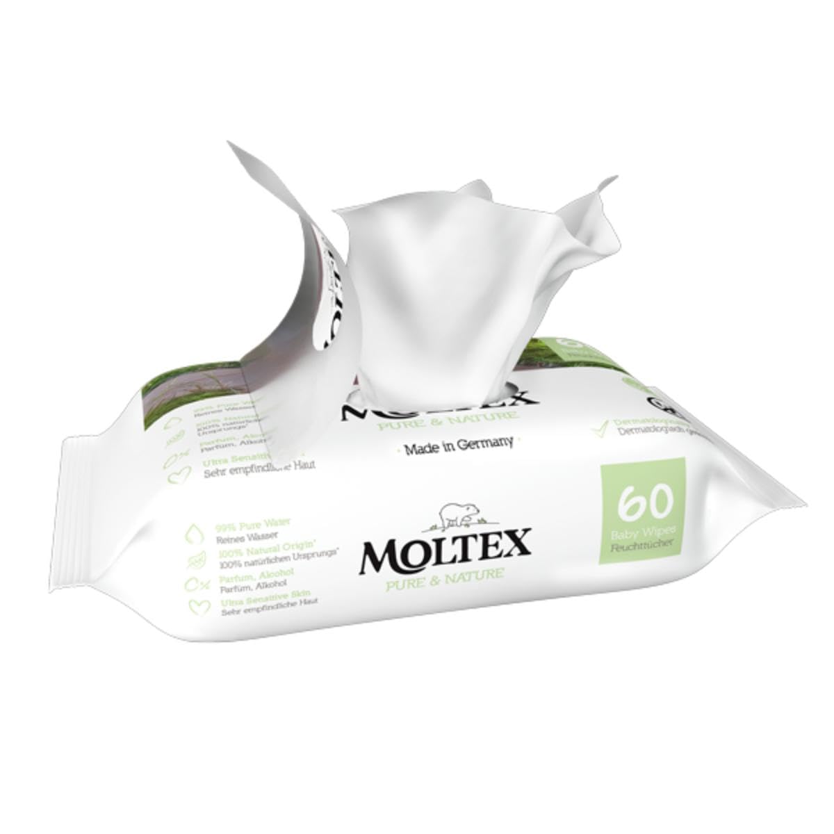 Moltex Pure & Nature Baby Wipes 60 units