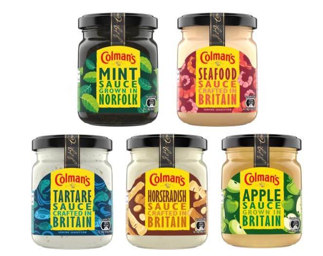 Colman's Sauce Collection, Mint, Seafood, Tartare, Horseradish, Apple, Crafted in Britain