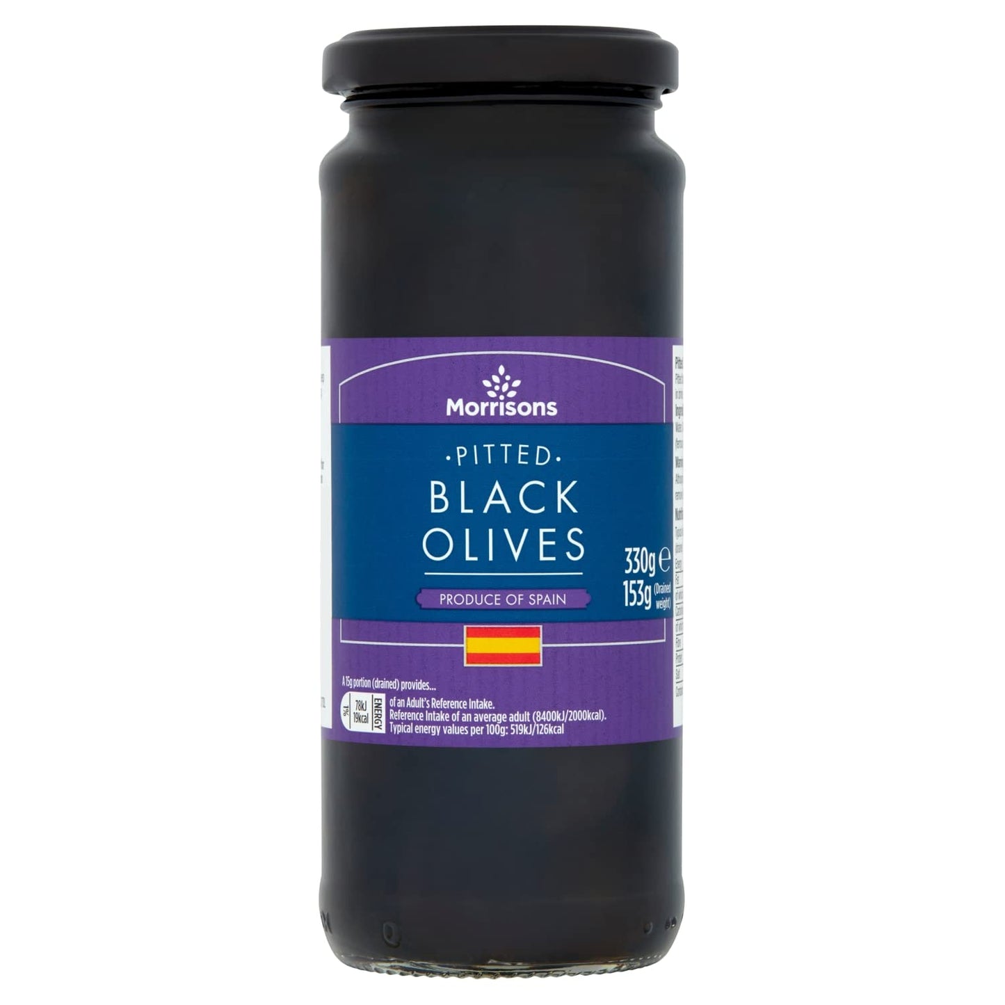 Morrisons Pitted Black Olives, 330g