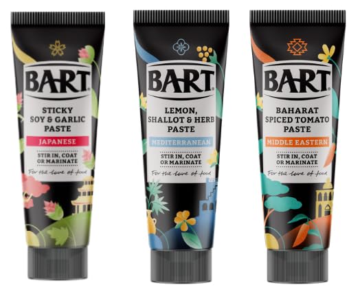 BART Flavour Paste Variety Pack, Sticky Soy & Garlic, Lemon Shallot & Herb, Baharat Spiced Tomato, Pack of 3