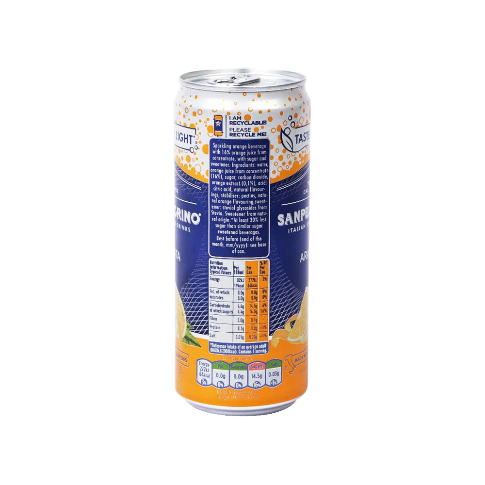 San Pellegrino Sparkling Orange (Aranciata) Drink (12 x 330ml Cans)