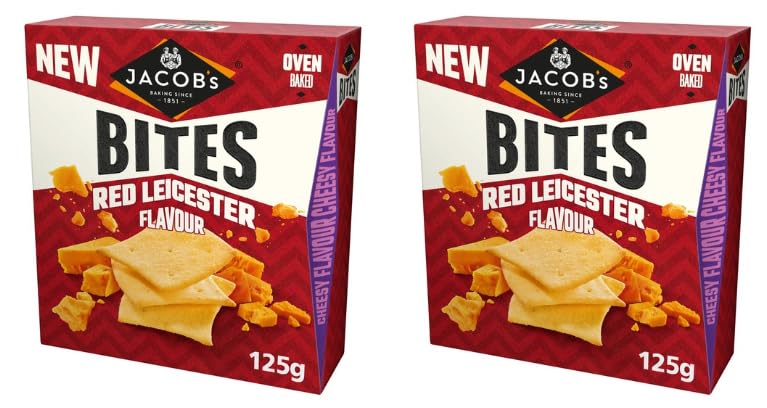 Jacob's Bites Red Leicester Flavour Oven Baked Cheesy Crackers, Pack of 2