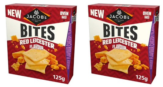Jacob's Bites Red Leicester Flavour Oven Baked Cheesy Crackers, Pack of 2