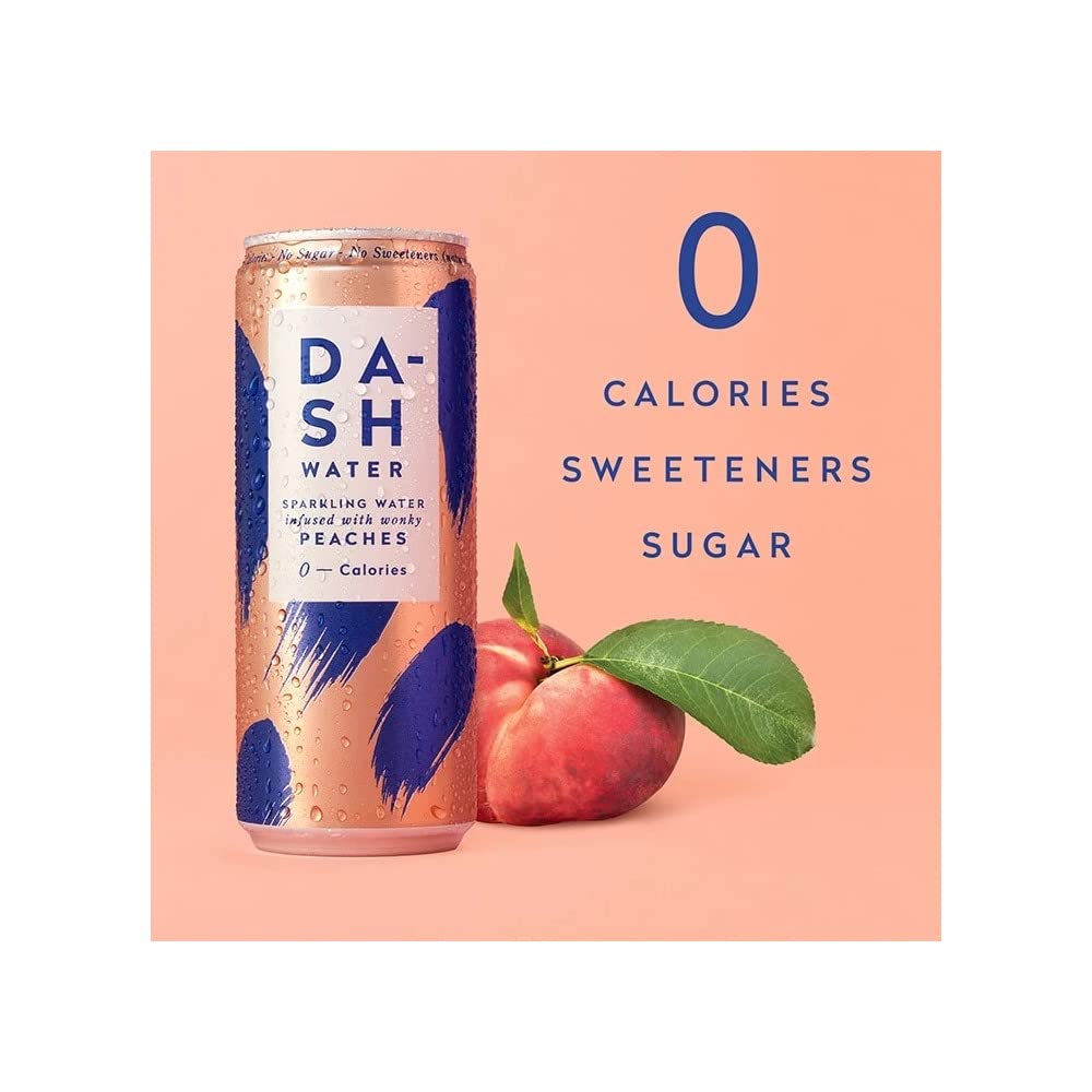Dash Water Peach Infused Sparkling Water, 4 x 330ml