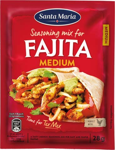 Santa Maria Fajita Seasoning Mix (2x28g Mild, 2x28g Medium) and Tex Mex Taco Seasoning (2x28g)