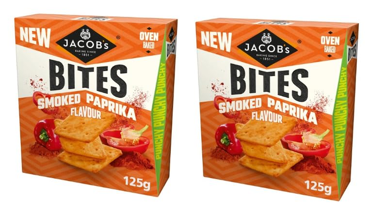 Jacob's Bites Smoked Paprika Flavour Crackers, Oven Baked, Pack of 2