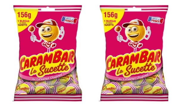 Carambar La Sucette Lollipop Sweets, Original Caramel Flavour, Made in France, 156g - Pack of 2