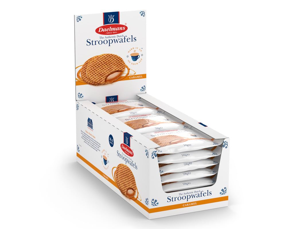 Daelmans Stroopwafels - Caramel waffles – 78 g x 18 in a Box - Authentic Dutch Caramel Waffle - Stroopwaffels