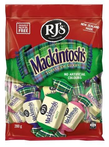 RJ's Mackintosh's Toffee De Luxe, No Artificial Colours, New Zealand Made, 200g