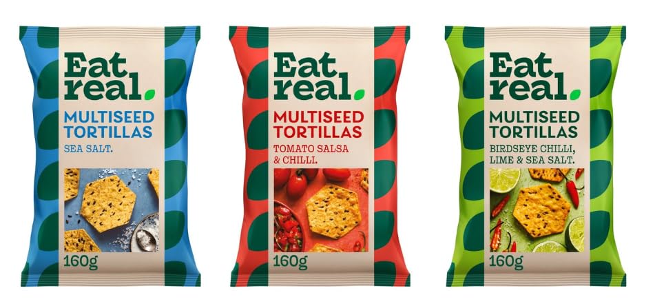 Eat real Multiseed Tortillas, Sea Salt, Tomato Salsa & Chilli, Birdseye Chilli Lime & Sea Salt, 160g