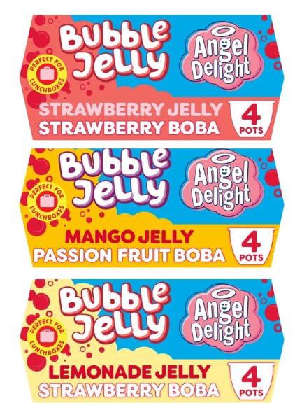 Bubble Jelly Angel Delight Jelly Pots, Strawberry, Mango, Lemonade Flavours with Boba