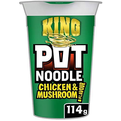 Pot Noodle King Bundle | Chicken & Mushroom King Pot 114g | Bombay Bad Boy 114g | Original Curry 114g | Beef & Tomato 114g | Total of 4x114g of Noodles