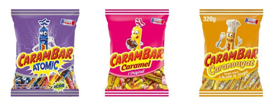 Carambar Assorted Sweets, Atomic Acide, Caramel l'Original, and Caranougat, Made in France