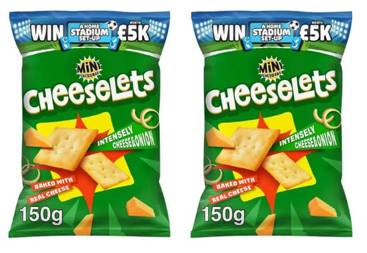 Cheeselets Cheese and Onion Flavour Baked Snacks, Made with Real Cheese, 150g - (Pack of 2)