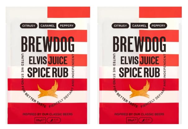 BrewDog Elvis Juice Spice Rub, Citrusy Caramel Peppery Seasoning, Inspired by Classic Beers, 25g, Pack of 2