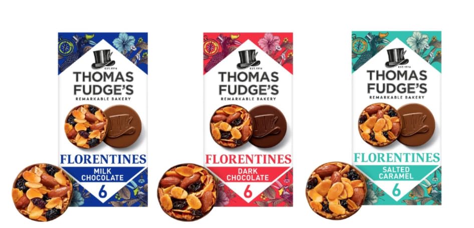 Thomas Fudge's Florentines, Milk Chocolate, Dark Chocolate & Salted Caramel, 6 per Pack