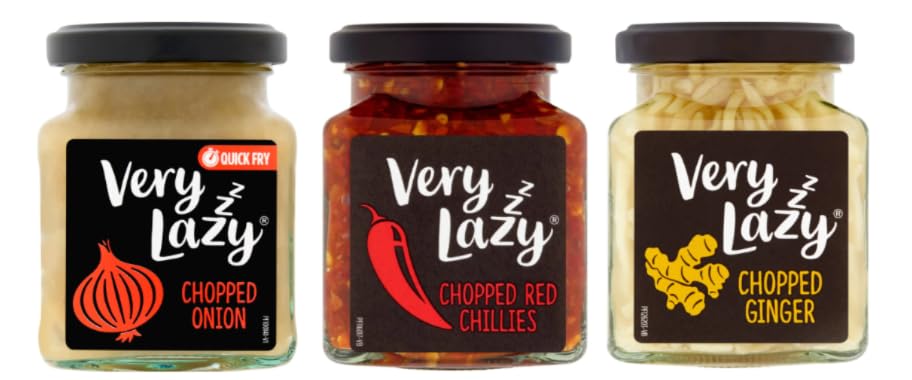 Very Lazy Chopped Onion, Red Chillies, and Ginger, Jar, Set of 3